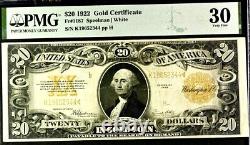 1922 $20 Gold Certificate Fr#1187 PMG 30 Very Fine Banknote