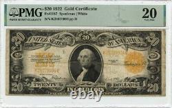 1922 $20 Gold Certificate Fr# 1187 PMG VF20