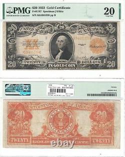 1922 $20 Gold Certificate Fr 1187 PMG Very Fine-20