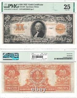 1922 $20 Gold Certificate Fr 1187 PMG Very Fine-25