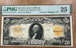 1922 $20 Gold Certificate Fr 1187m Mule John Burke Back Plate 123 PMG 25 VF