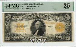 1922 $20 Gold Certificate Gold Fr# 1187 PMG VF25