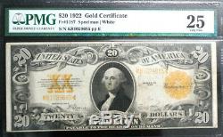 1922 $20 Gold Certificate LARGE SIZE PMG 25 Very FINE Fr#1187 SPEELMAN WHITE