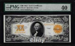 1922 $20 Gold Certificate Note Large Size PMG 40 Extremely Fine Uncirculated