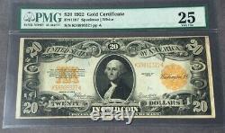 1922 $20 Gold Certificate PMG 25 Very Fine Fr 1187 P-137