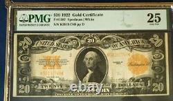 1922 $20 Gold Certificate Pmg25 Very Fine, Speelman/white, 3752