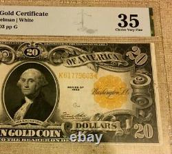 1922 $20 Gold Certificate Pmg35 Choice Very Fine, Speelman/white, Beautiful 3671