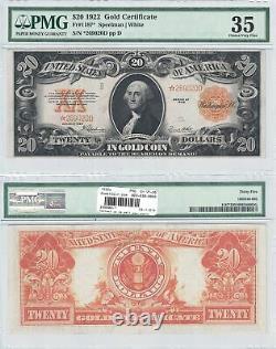 1922 $20 Gold Certificate Star Note Fr 1187 PMG Choice Very Fine-35