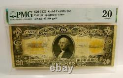 1922 $20 Gold Certificate United States Speelman White Pmg Graded 20 Very Fine