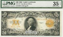 1922 $20 Large Gold Certificate George Washington Super Pmg Very Fine 35 Epq