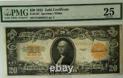 1922 $20 PMG 25 VERY FINE LARGE GOLD CERTIFICATE, SPEELMAN/WHITE, Fr#1187