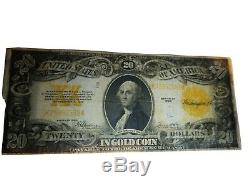 1922 $20 US Gold Certificate Large Note, Fr#1187 S/N K75892552 Fine/VF