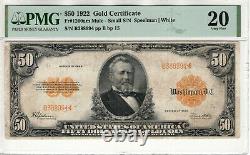 1922 $50 GOLD CERTIFICATE FR. 1200am MULE SMALL SERIAL PMG VERY FINE VF 20 (994)