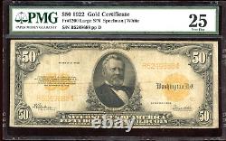 1922 $50 Gold Certificate Bill FR-1200 Certified PMG 25 (Choice Very Fine)
