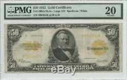 1922 $50 Gold Certificate FR#1200m Mule PMG 20 Very Fine