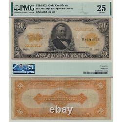 1922 $50 Gold Certificate Fr#1200 Large S/N PMG Certified Very Fine 25
