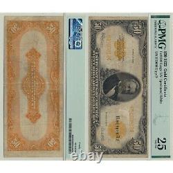 1922 $50 Gold Certificate Fr#1200 Large S/N PMG Certified Very Fine 25