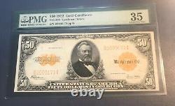 1922. $50. Gold certificate, Choice Very fine, PMG 35 Pretty