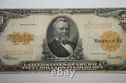 1922 $50 Large Size Gold Certificate Yellow Seal Grading Very Fine (JENA-275)