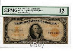 1922 Fr#1173 $10 GOLD CERTIFICATE PMG F-12 Fine Washington D. C. Rare Bill #2003