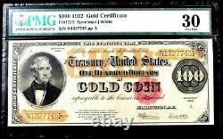 1922 Gold $100 Certificate Fr #1215 Pmg Very Fine 30