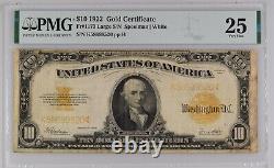 1922 Gold Certificate, $10 Large Size Speelman, White -PMG VF25 FR#1173