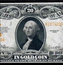 1922 Gold Certificate $20 dollars Fr# 1187 PMG 35 VERY FINE