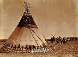 1927/90 EDWARD CURTIS Blood Indian Tipi Alberta Canada GOLDTONE Photo Art 11x14