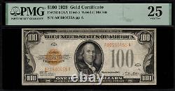1928 $100 Gold Certificate FR-2405 Graded PMG 25 Very Fine