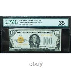 1928 $100 Gold Certificate FR# 2405 PMG 35 Very Fine, Excellent Eye Appeal