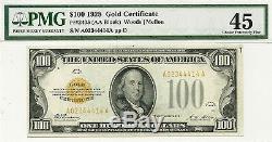 1928 $100 Gold Certificate Fresh & Problem-free Pmg Choice Extra Fine 45 Note