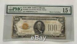 1928 $100 Gold Certificate Gold Seal Pmg Fine 15 Fr 2405 (aa Block) Woods/mellon