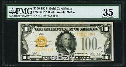 1928 $100 Gold Certificate Pmg Very Fine 35! Bright Problem Free