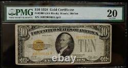1928 $10.00 GOLD CERTIFICATE PMG VERY FINE 20 pp F #A65790588A