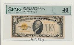 1928 $10 Gold Cert. Fr#2400 (AA Block) PMG 40 S/N A35506419A ppC Woods/Mellon
