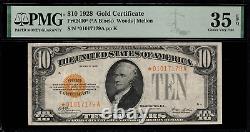 1928 $10 Gold Certificate FR-2400 Star Note Graded PMG 35 EPQ