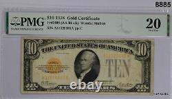 1928 $10 Gold Certificate Fr#2400 Woods- Mellon Pmg Certified Vf20 #8885