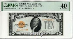 1928 $10 Gold Certificate Note Fr. 2400 Aa Block Pmg Extra Fine Ef Xf 40 (538a)