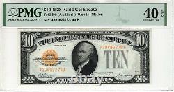 1928 $10 Gold Certificate Note Fr. 2400 Aa Block Pmg Extra Fine Ef Xf 40 Epq279a