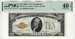1928 $10 Gold Certificate Note Fr. 2400 Aa Block Pmg Extra Fine Ef Xf 40 Epq477a