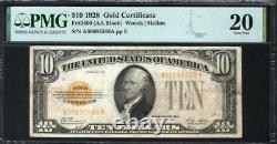 1928 $10 Gold Certificate Note Fr. 2400 Aa Block Pmg Very Fine Vf 20
