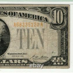 1928 $10 Gold Certificate Note Fr. 2400 Aa Block Pmg Very Fine Vf 20 (120a)