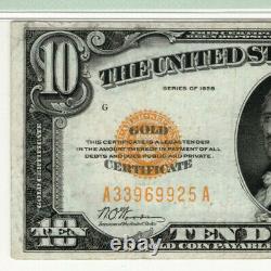 1928 $10 Gold Certificate Note Fr. 2400 Aa Block Pmg Very Fine Vf 30 (925a)