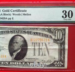 1928 $10 Gold Certificate PMG Very Fine 30 FR. 2400 (AA Block)