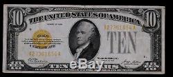 1928 $10 Gold Certificate Paper Money Note Gold Seal Very Fine #61654a