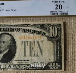 1928 $10 Gold Certificate Pcgs 20 Very Fine, Woods/mellon. 9210