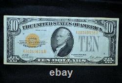 1928 $10 Gold Certificate Xf Extra Fine Yellow Seal Scarce 616 Trusted