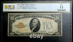1928 $10 Pcgs 12 Fine Gold Certificate Fr #2400 Woods Mellon Nice