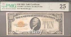 1928 $10 Star Note Gold Certificate Fr. 2400 Pmg 25 Very Fine
