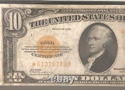 1928 $10 Star Note Gold Certificate Fr. 2400 Pmg 25 Very Fine